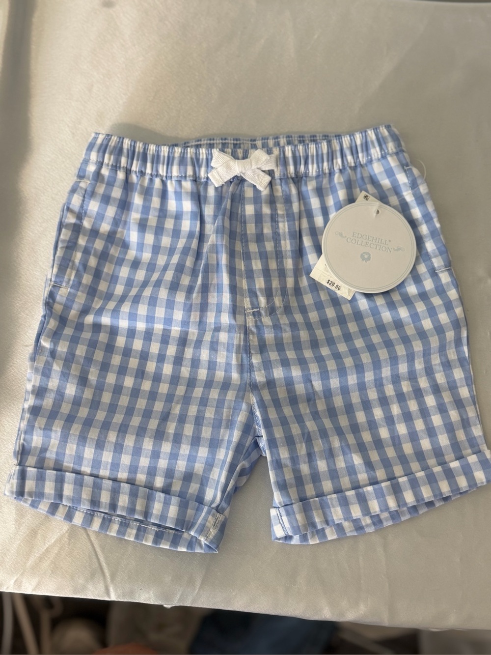 Edgehill Collection Light Blue Gingham Shorts Size 24 months Brand New with Tags